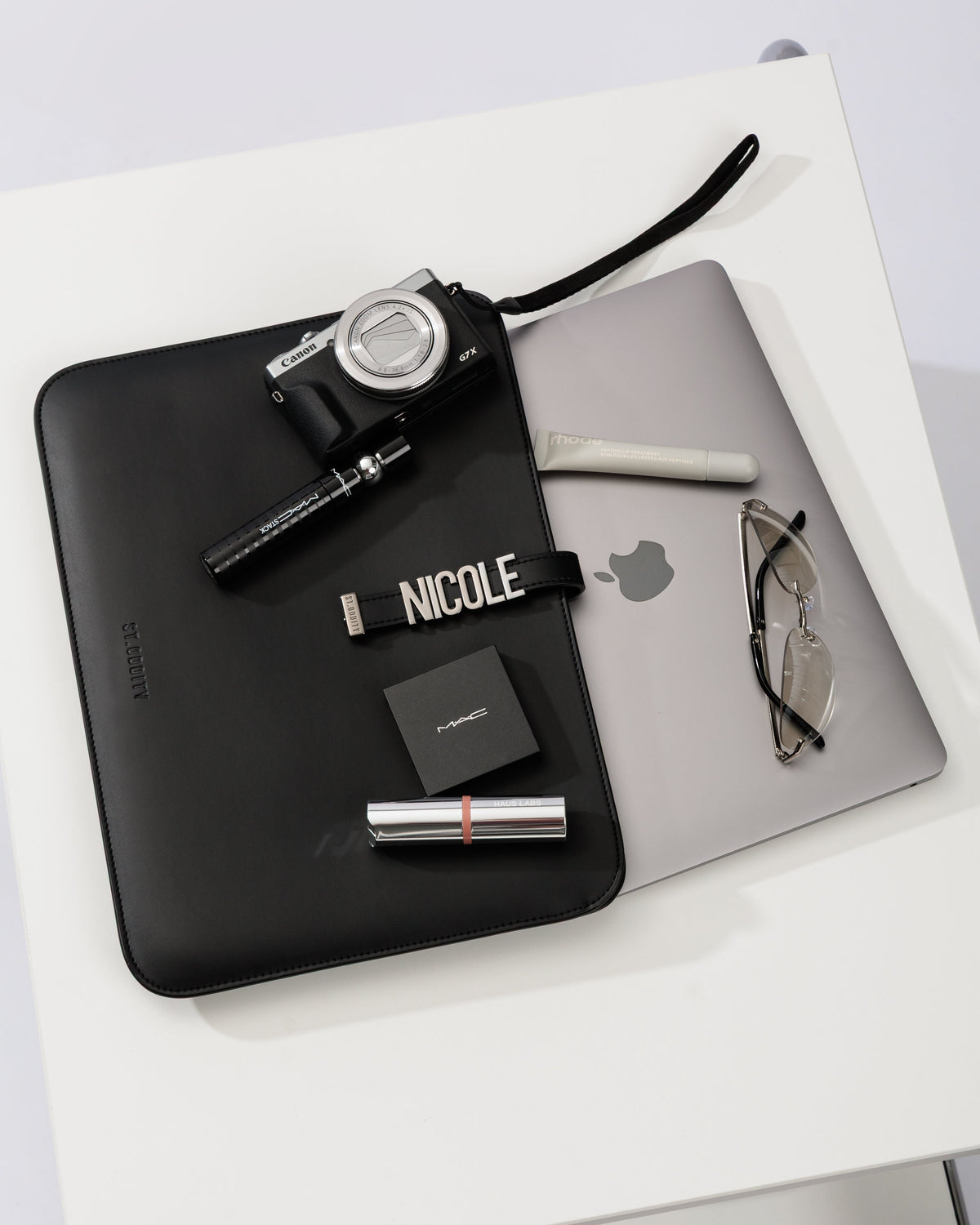 13"/14" Laptop Sleeve in Black/Gunmetal with Personalised Hardware